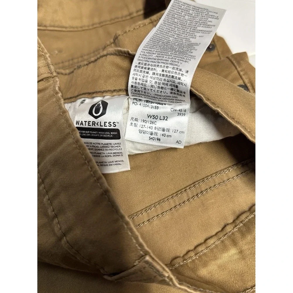 Levi's 541 Athletic Taper Pants Mens 50x32 Brown Khaki Chino Twill WaterLess